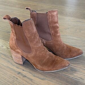 Steve Madden Addy booties- cognac suede.